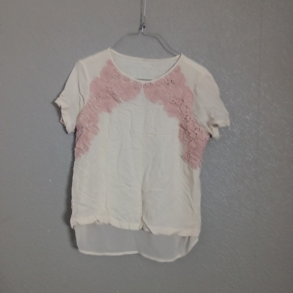 Beige and Pink Lace Accent Top ( Bag M )